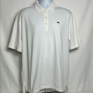 Lacoste Men’s Size XXL Solid White Golf Shirt Short Sleeve Polo Style Logo Front